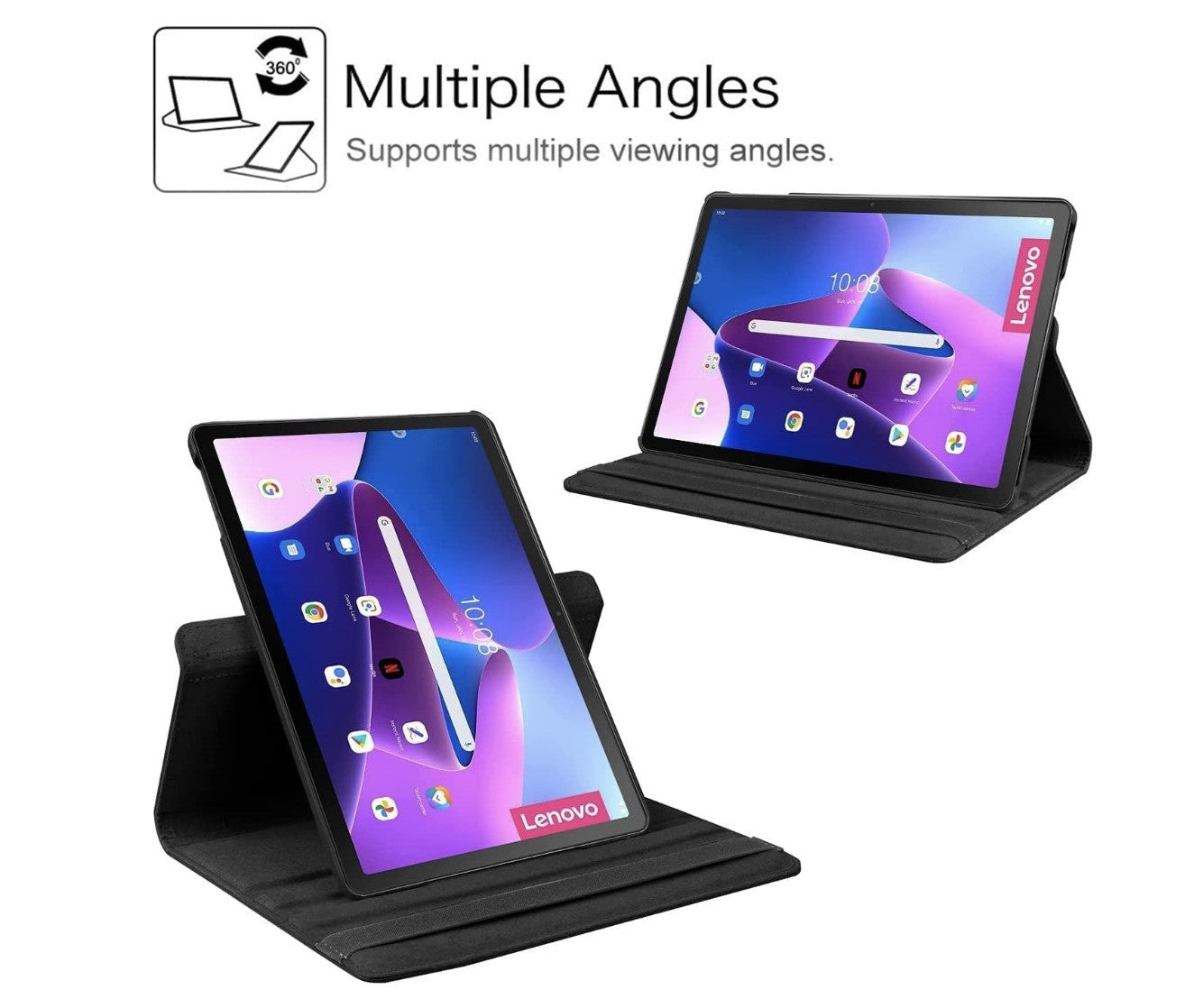 World biz – Lenovo M10 3rd Gen Hülle 360° Leder Case Stand Auto Sleep Schwarz