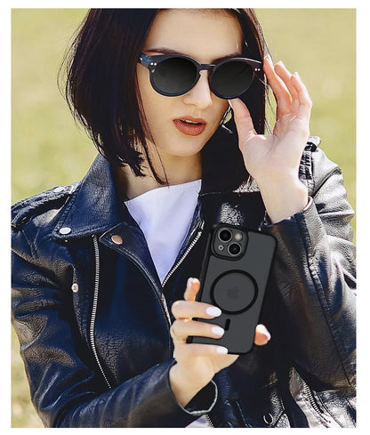 ivoler – iPhone 15 Hülle MagSafe kompatibel, Silikon Stoßfest Matt Schwarz 6.1"