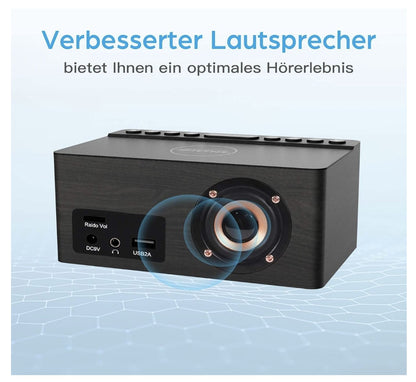 ANJANK – Radiowecker Digital mit Qi-Ladepad USB Charger dimmbar für iPhone