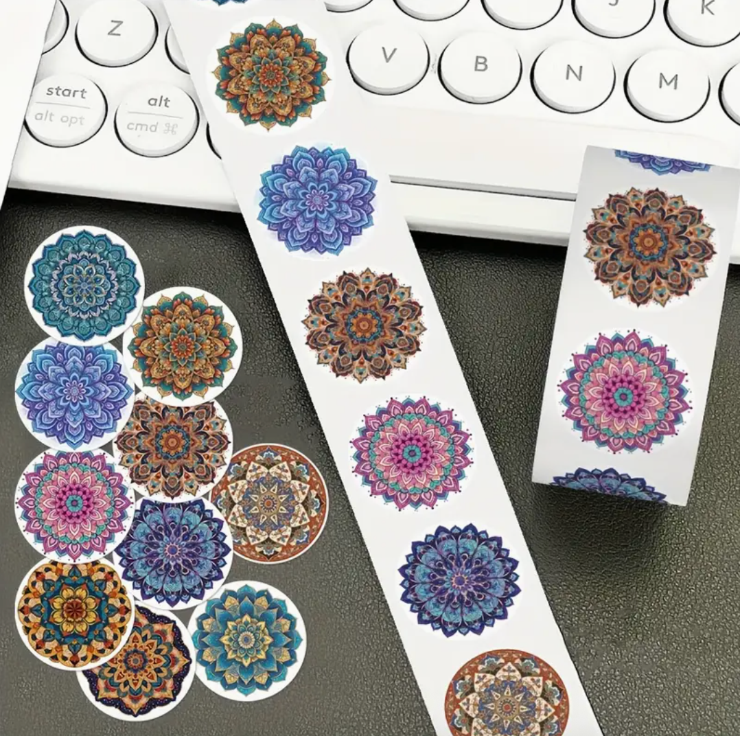 500x Mandala Aufkleber Rolle Sticker Rund Deko für Laptop Handy Tagebuch Gepäck