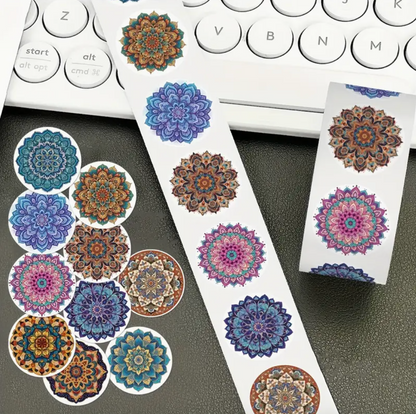 500x Mandala Aufkleber Rolle Sticker Rund Deko für Laptop Handy Tagebuch Gepäck