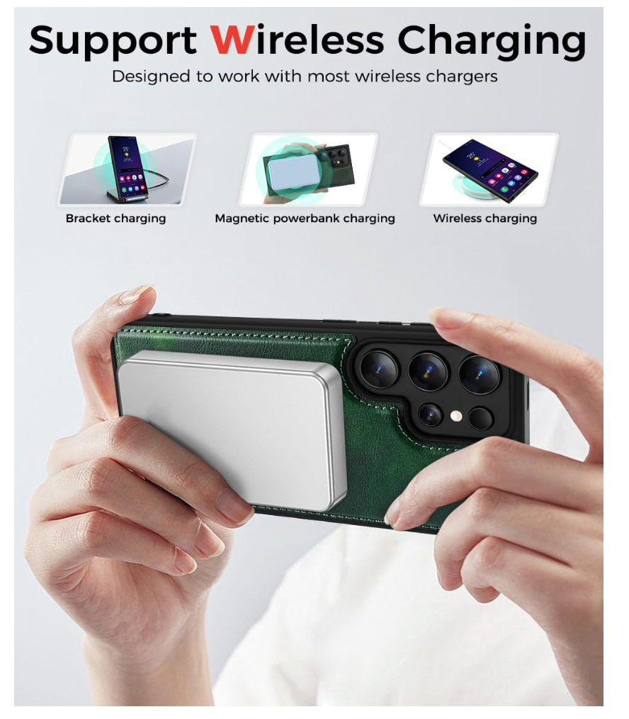 OCASE – Galaxy S24 Ultra Hülle 2in1 Leder, RFID, Magnet, Kartenfach, 6.8 Zoll