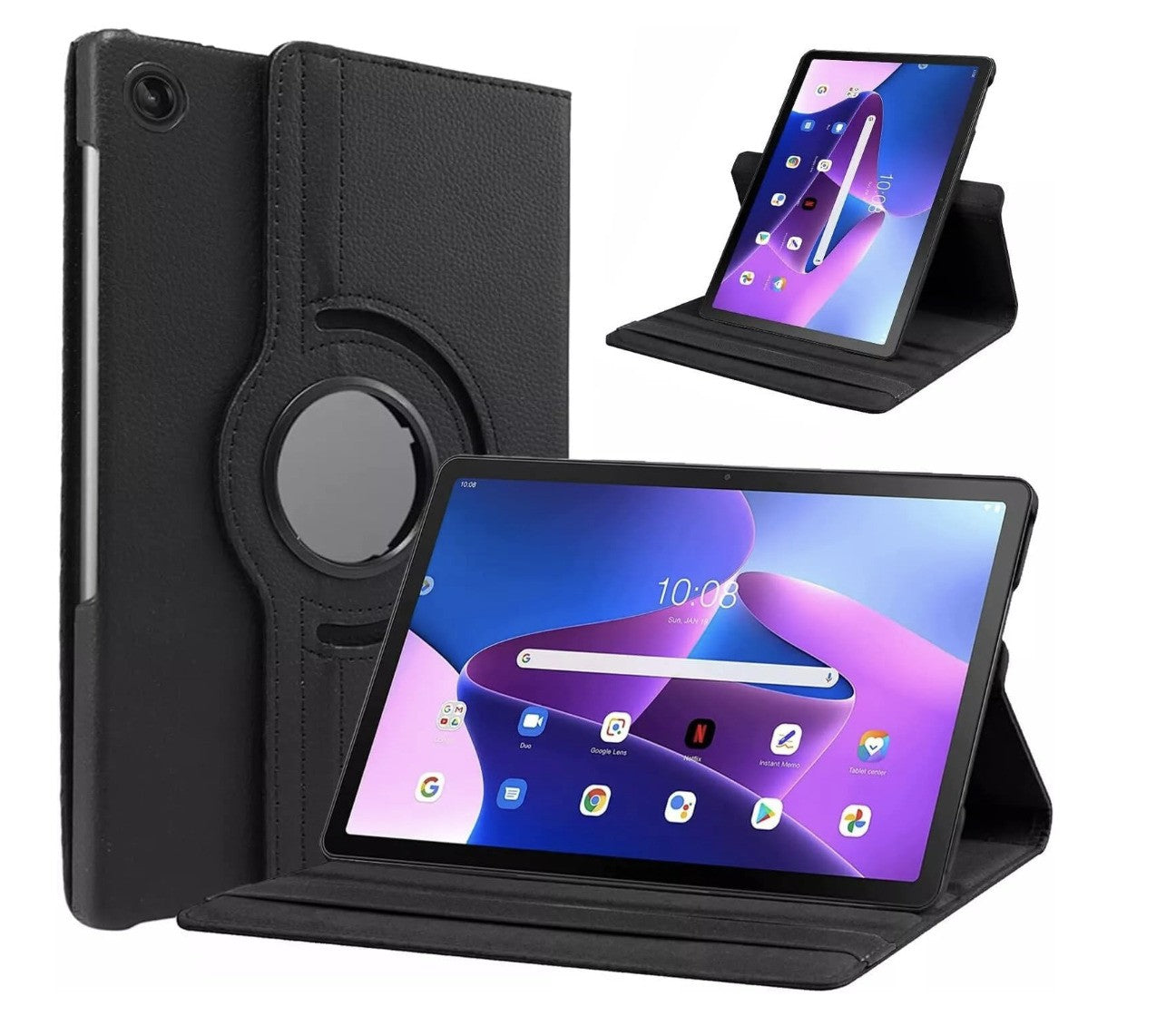 World biz – Lenovo M10 3rd Gen Hülle 360° Leder Case Stand Auto Sleep Schwarz