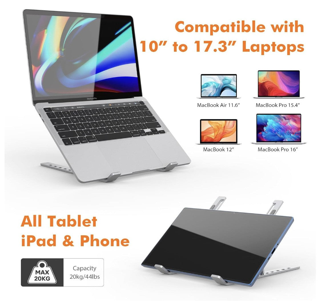 GRIFEMA – GB1054 Laptopständer verstellbar 10–17" rutschfest tragbar Alu Silber