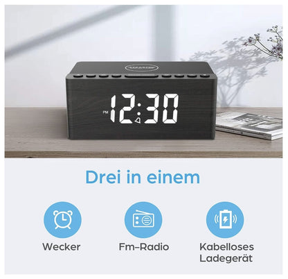 ANJANK – Radiowecker Digital mit Qi-Ladepad USB Charger dimmbar für iPhone
