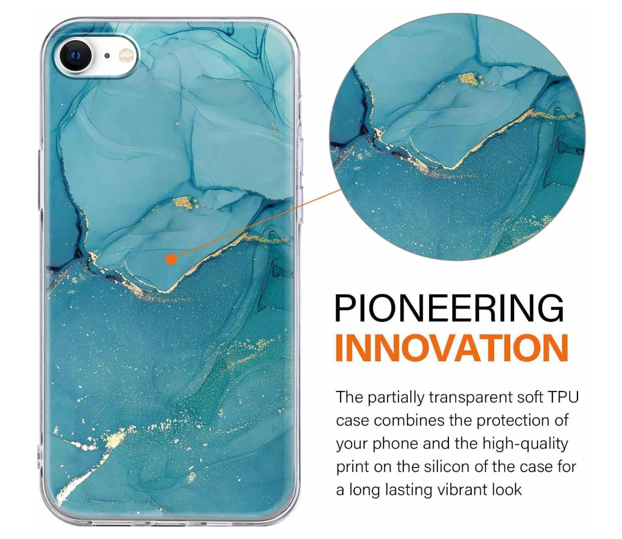 Xylota – iPhone 8/7/SE Hülle, 3er Set TPU Case Marmor Transparent Stoßfest Slim