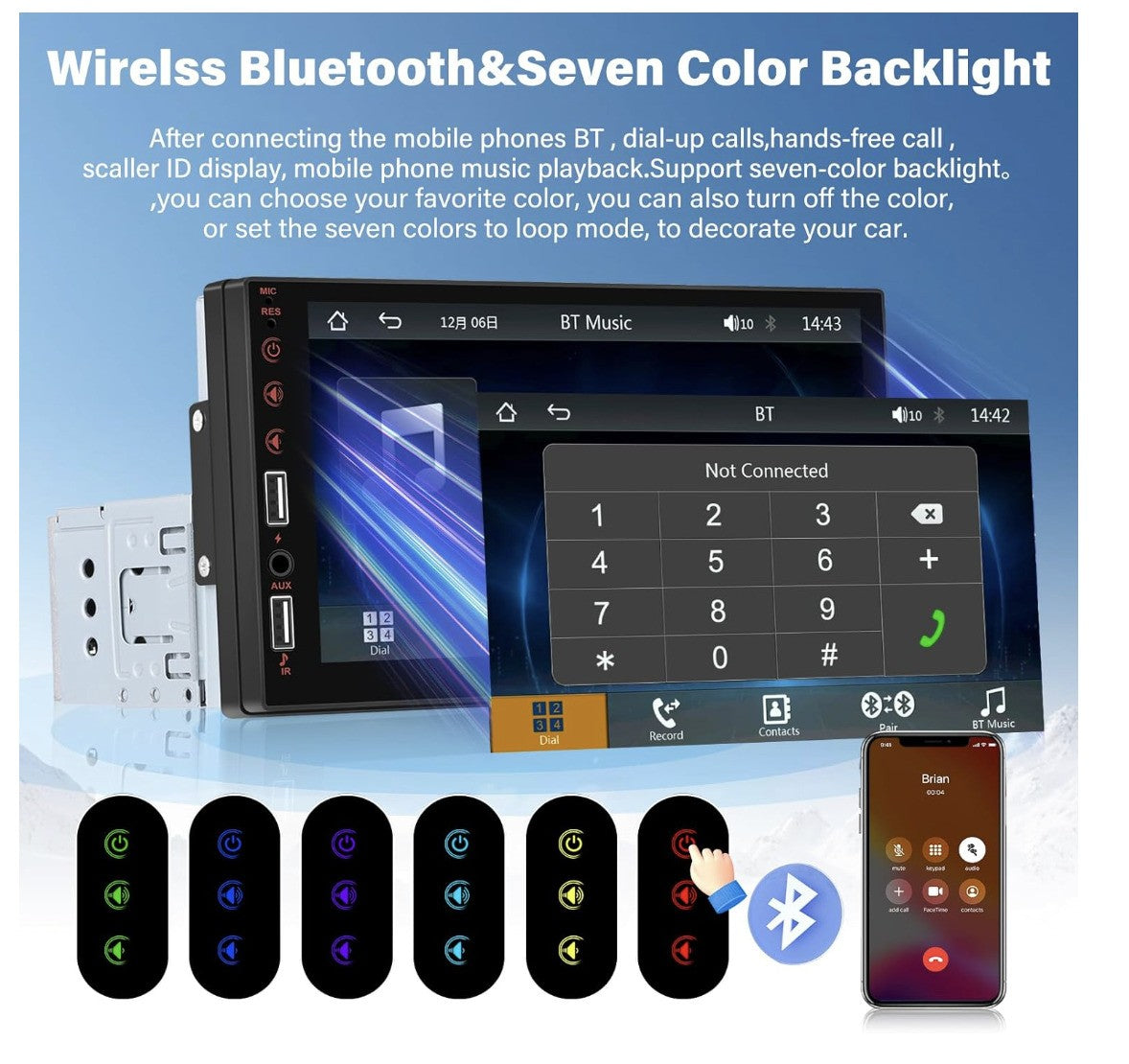 ZeaLive – ZL-C1 Autoradio 1 DIN mit CarPlay, Android Auto, 7" Touchscreen, BT FM