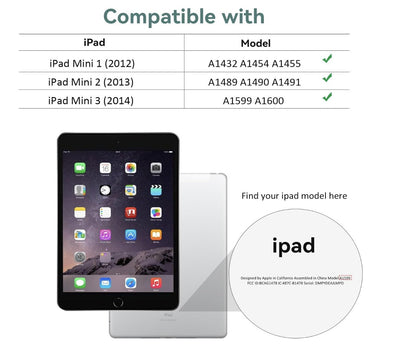 4UBonLife – iPad Mini 1 2 3 Hülle Schwarz, 7,9" Case mit Ständer, Hart & Matt