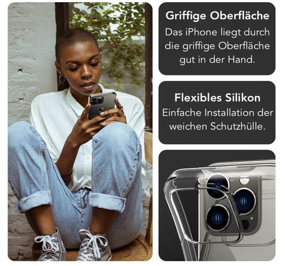 Oprimio – iPhone 16 Pro Max Hülle, klar, dünn, Softcase, Silikon, durchsichtig