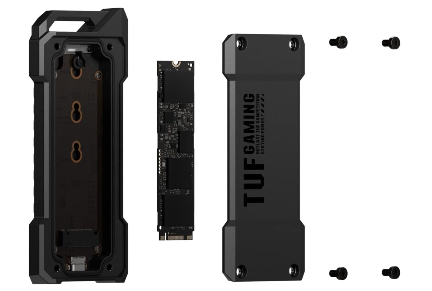 ASUS – TUF Gaming A1 SSD Gehäuse USB-C 3.2, M.2 NVMe SATA, IP68, stoßfest