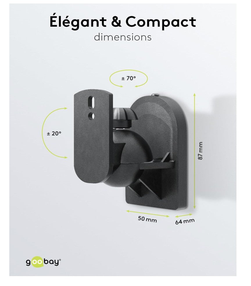 goobay 49393 Lautsprecher Halterung schwenkbar neigbar Wandhalter Heimkino