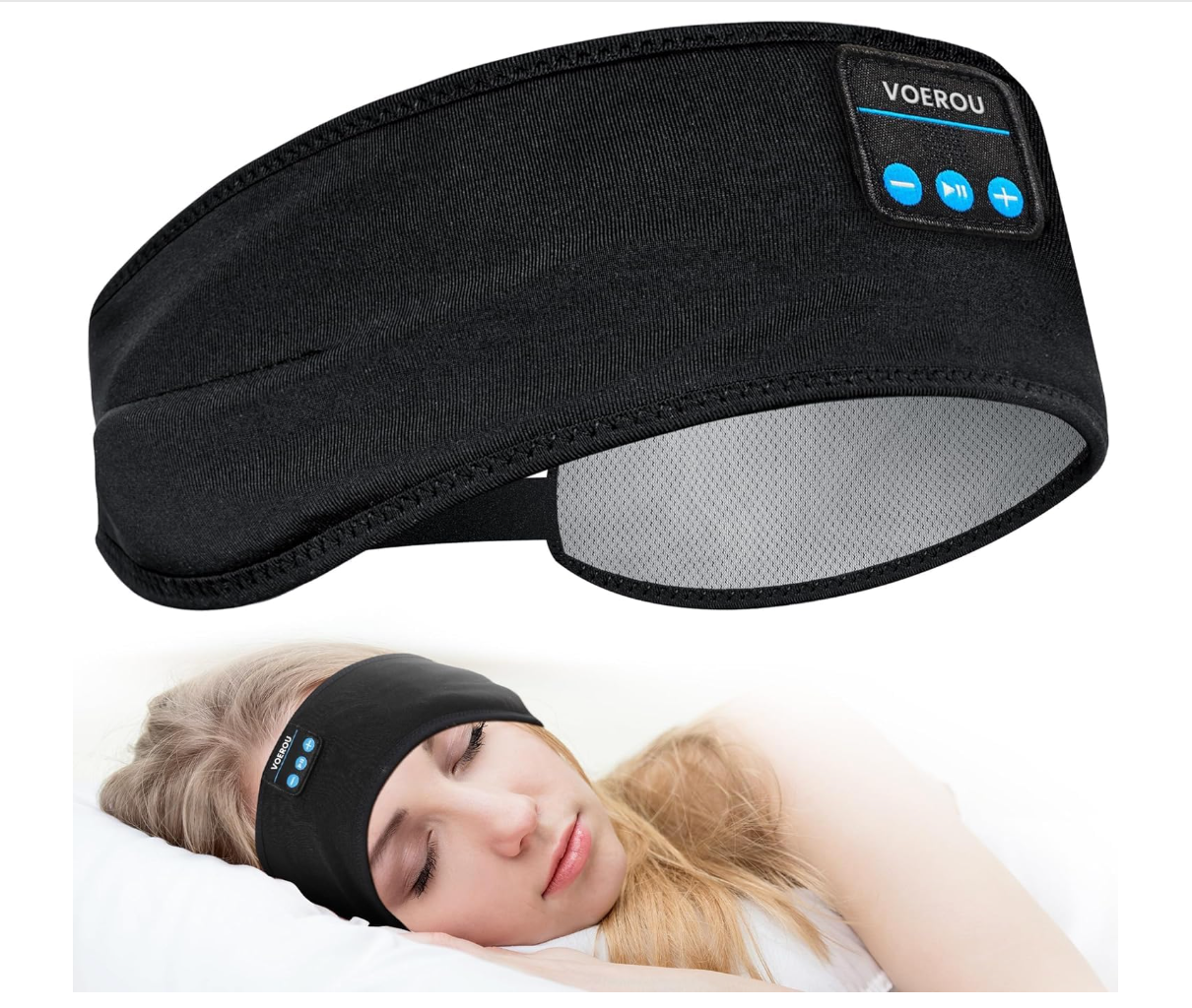 Voerou – Schlafkopfhörer V5.2, Bluetooth Stirnband kabellos, Sport, Yoga, Reisen