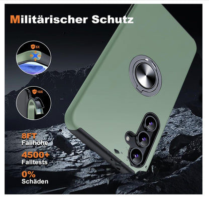 JAME – Galaxy A55 5G Hülle mit Panzerfolie, Stoßfest, Ring, Alpengrün, Kickstand