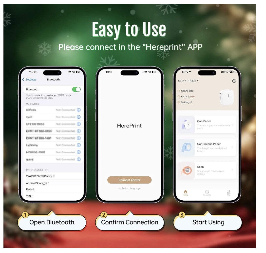 prt Qutie Mini Etikettendrucker Bluetooth tragbar USB Labelmaker für Zuhause Bür