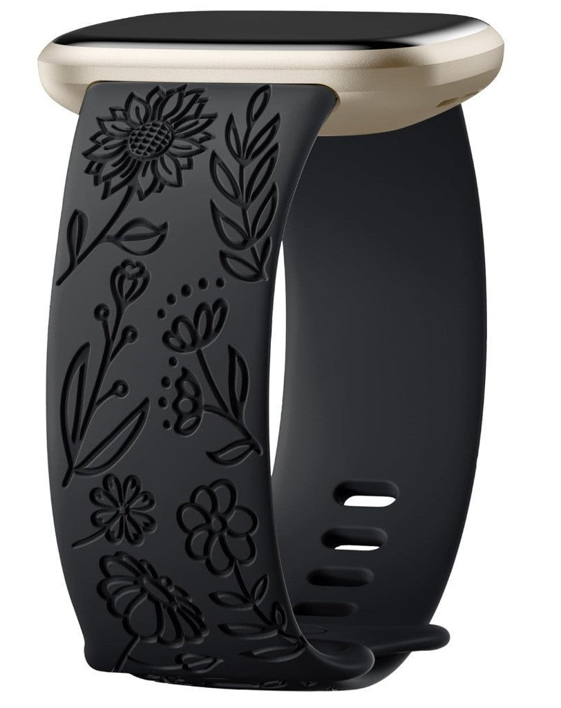 Oielai – Versa 3 Armband, Silikon, für Fitbit Versa 3/4, Sense/Sense 2, Schwarz