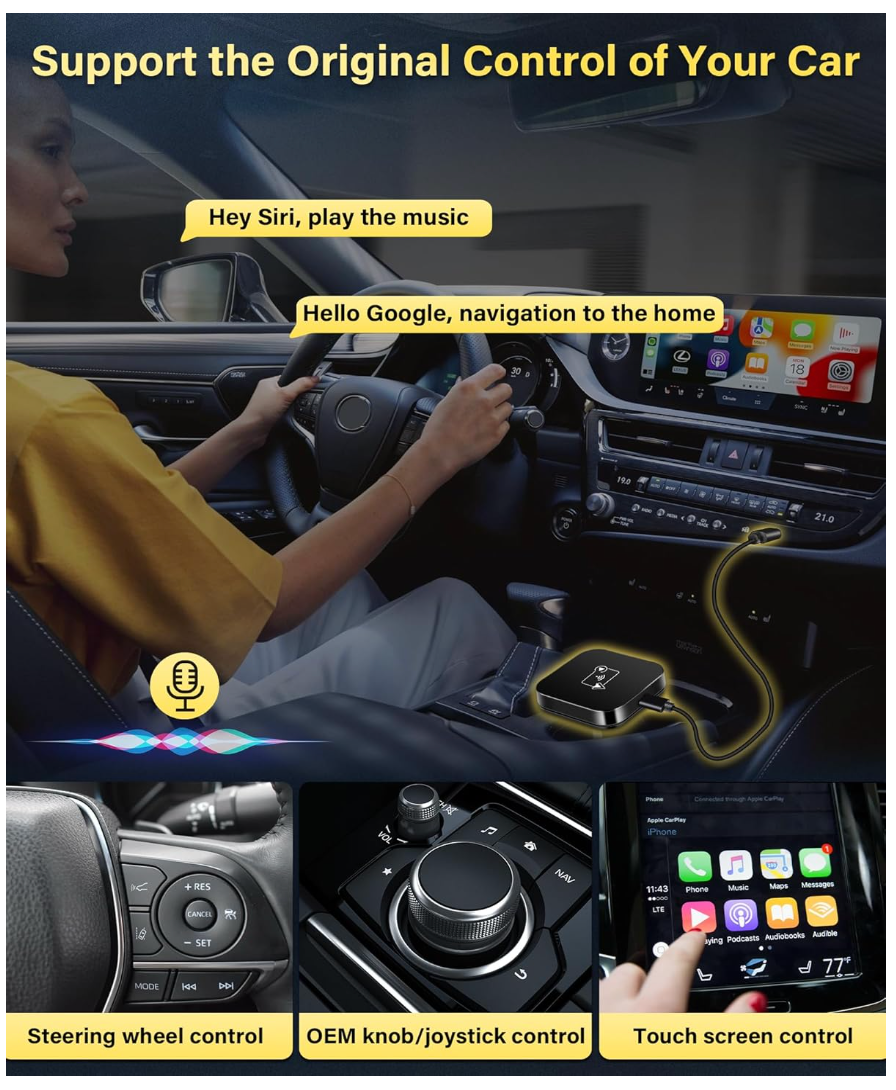 2-in-1 Wireless Adapter CarPlay Android Auto 5GHz Plug & Play Schnellübertragung