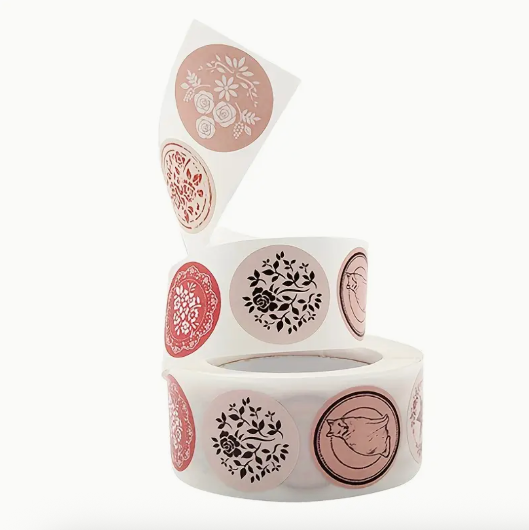 500x Umschlag-Siegeletiketten Mit 8 Blumenmuster-Aufklebern, Hochzeit Geburtstag