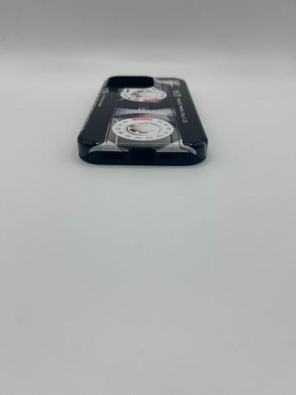 Hülle iPhone 15 Pro Retro Kassette Case Handyhülle Vintage Cassette Tape Schwarz