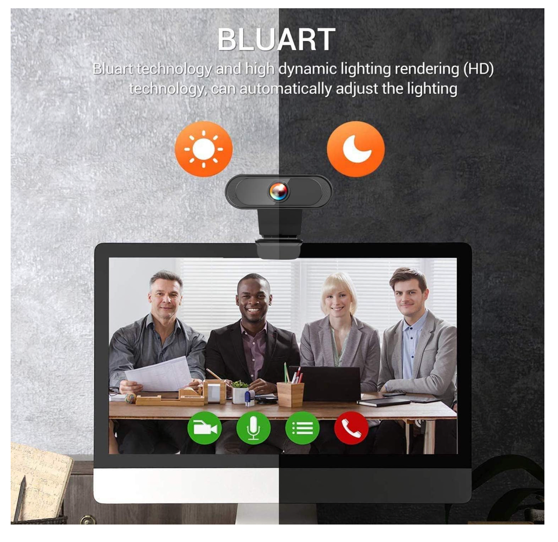 Amoner – Webcam 1080P HD USB mit Mikrofon, Abdeckung, PC Konferenz YouTube Zoom