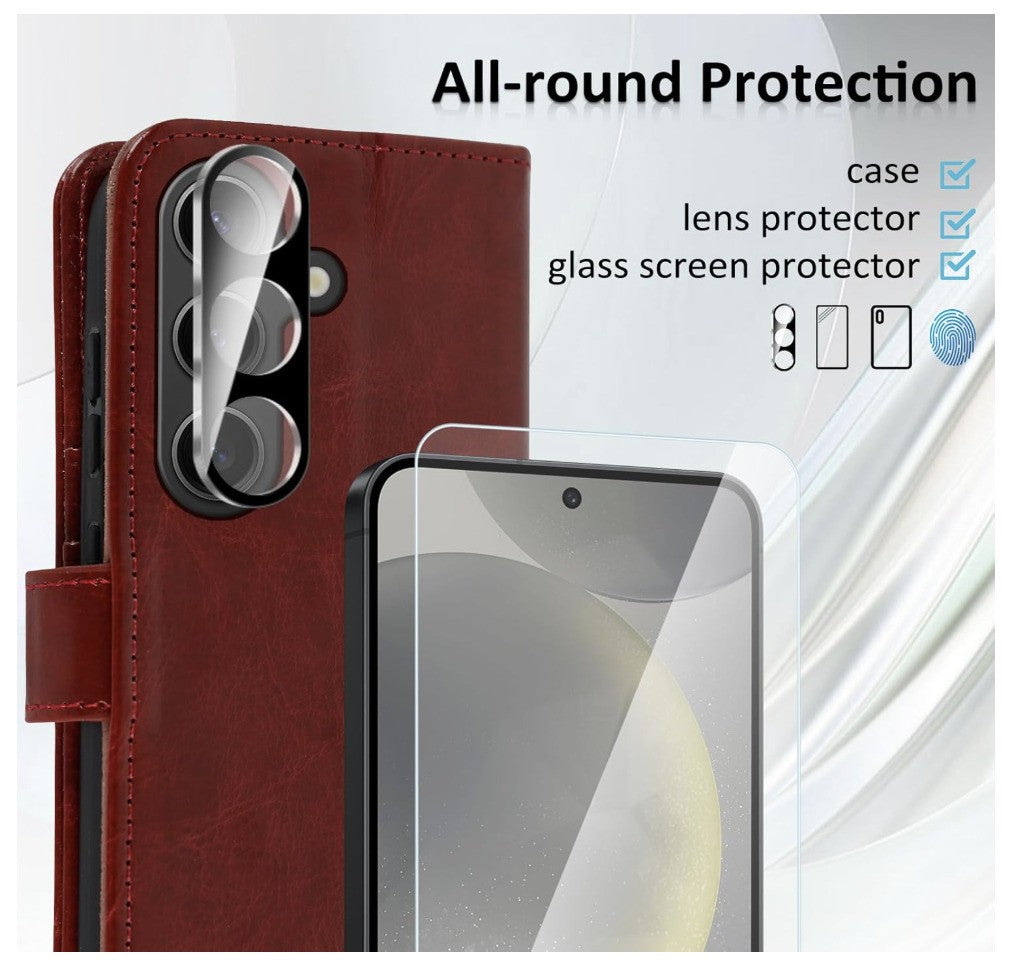 MONASAY– Galaxy S24 Hülle Leder, Flip Case, Kartenfach, Magnet*OHNE SCHUTZFOLIE*