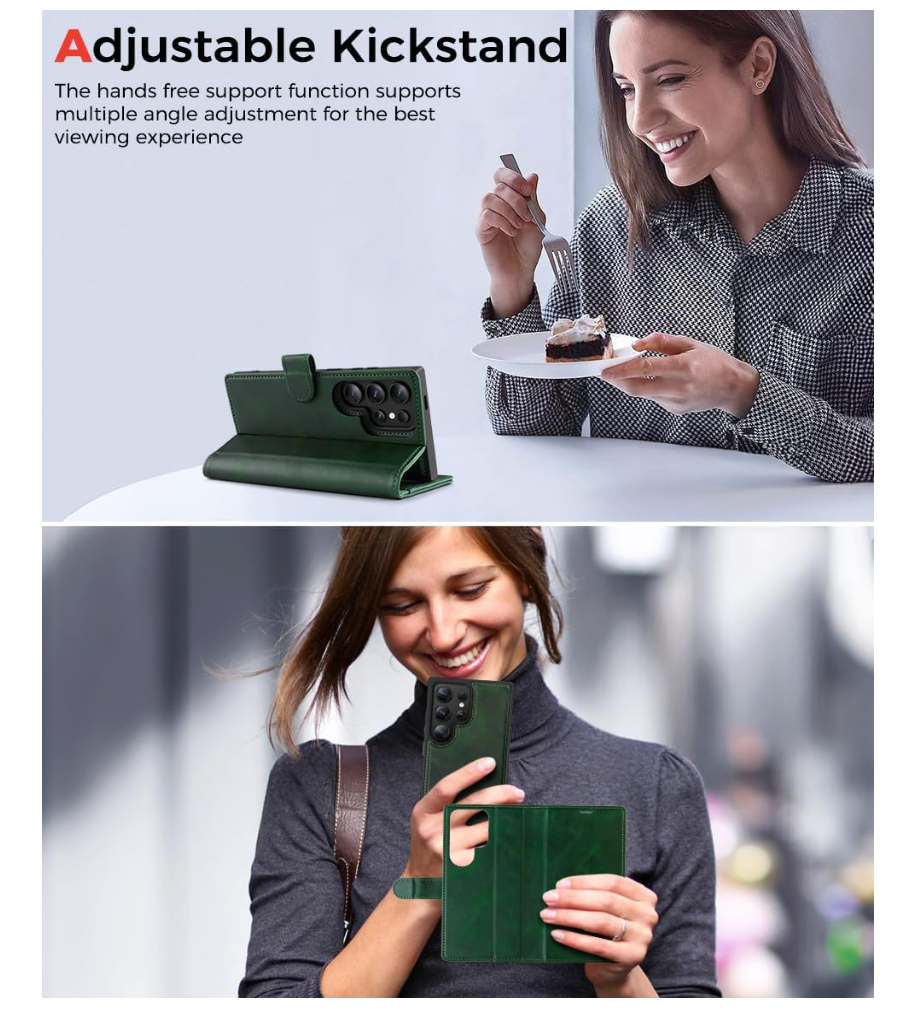 OCASE – Galaxy S24 Ultra Hülle 2in1 Leder, RFID, Magnet, Kartenfach, 6.8 Zoll