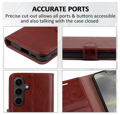 MONASAY– Galaxy S24 Hülle Leder, Flip Case, Kartenfach, Magnet*OHNE SCHUTZFOLIE*