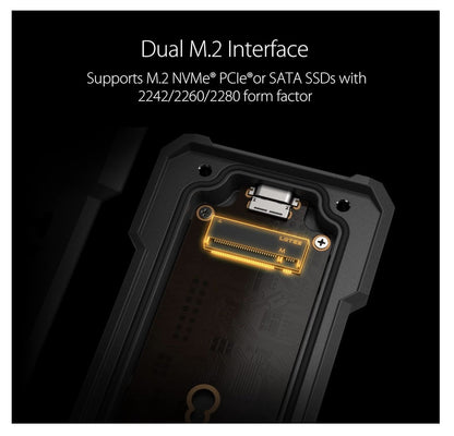 ASUS – TUF Gaming A1 SSD Gehäuse USB-C 3.2, M.2 NVMe SATA, IP68, stoßfest