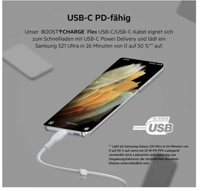 Belkin BoostCharge Flex 3 meter USB C PD Ladekabel für Smartphone etc. Type C