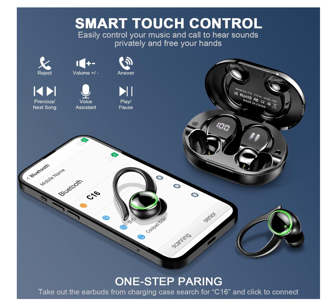 Bluetooth Kopfhörer In Ear Stereo HiFi Ohrhörer LED Display 4 Mics IP7 Wasserdic