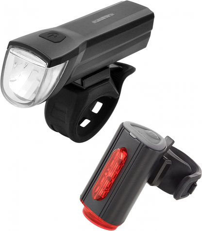 FISCHER – TWIN Fahrradlicht Set, Akku LED 30/15 Lux, USB, StVZO, IP44, 360°